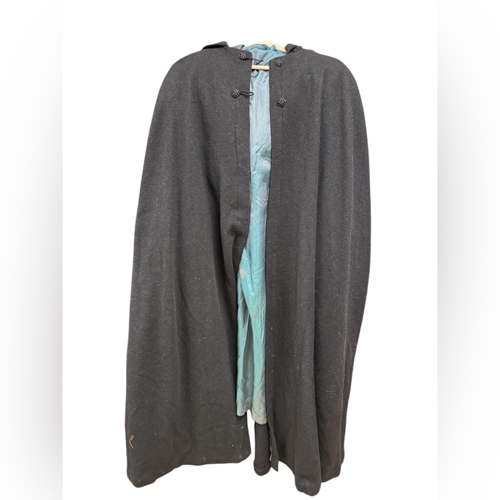 Antique Late 1800s Hooded Black Victorian Cape Cloak
